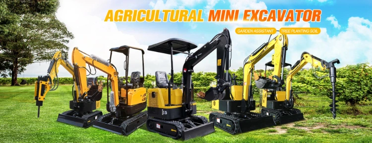 Building Engineering Micro Digger Home, Garden, Agriculture Use Crawler Hydraulic Small Digger Loader Bucket 1t 1.2t 1.5t Mini Excavator