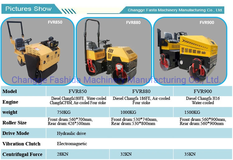 Fasta Fvr850 Ride on Road Roller Best Quality Promotion Full Hydraulic Road Roller Compctor