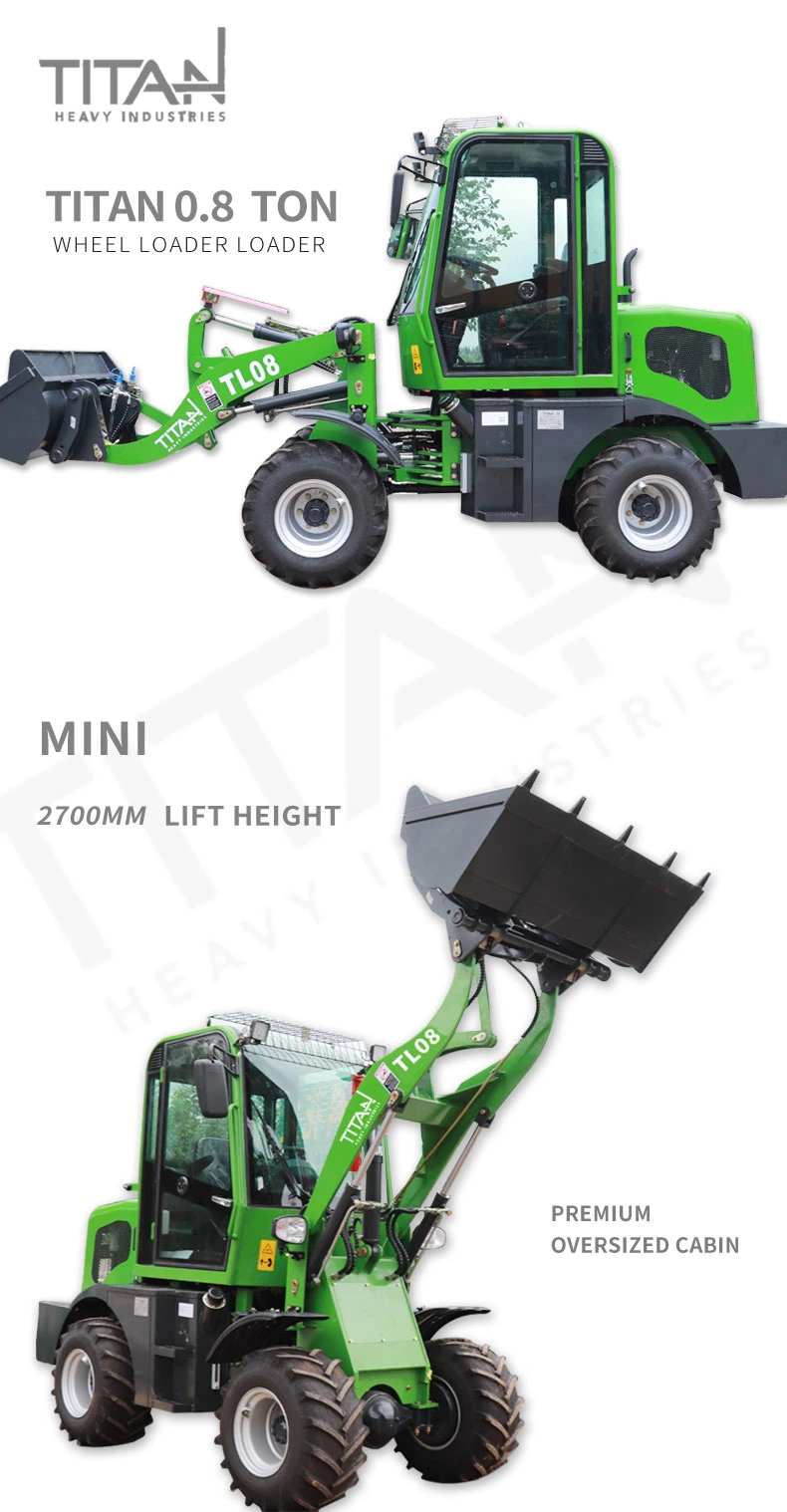 Factory Titan 800kg Cheap Micro New Shovel Payloader China Agriculture Articulated Small Compact Farm Garden Front End mini wheel Loader with CE/ISO EURO5/EPA4